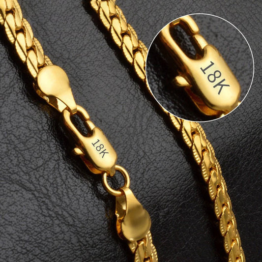 18K Gold Plated 6MM Sideways Chain Necklace – Wedding & Fashion Jewelry