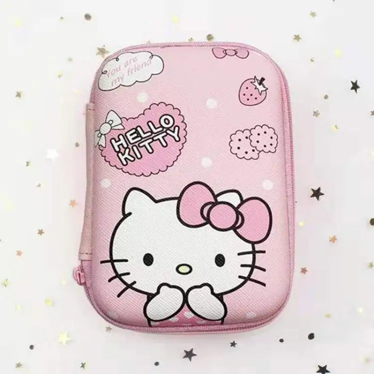 Hello Kitty Data Cable Charger Storage Box Earphone Cable Storage Bag Cartoon Cute Portable Mini Bag Camera Organizer Box