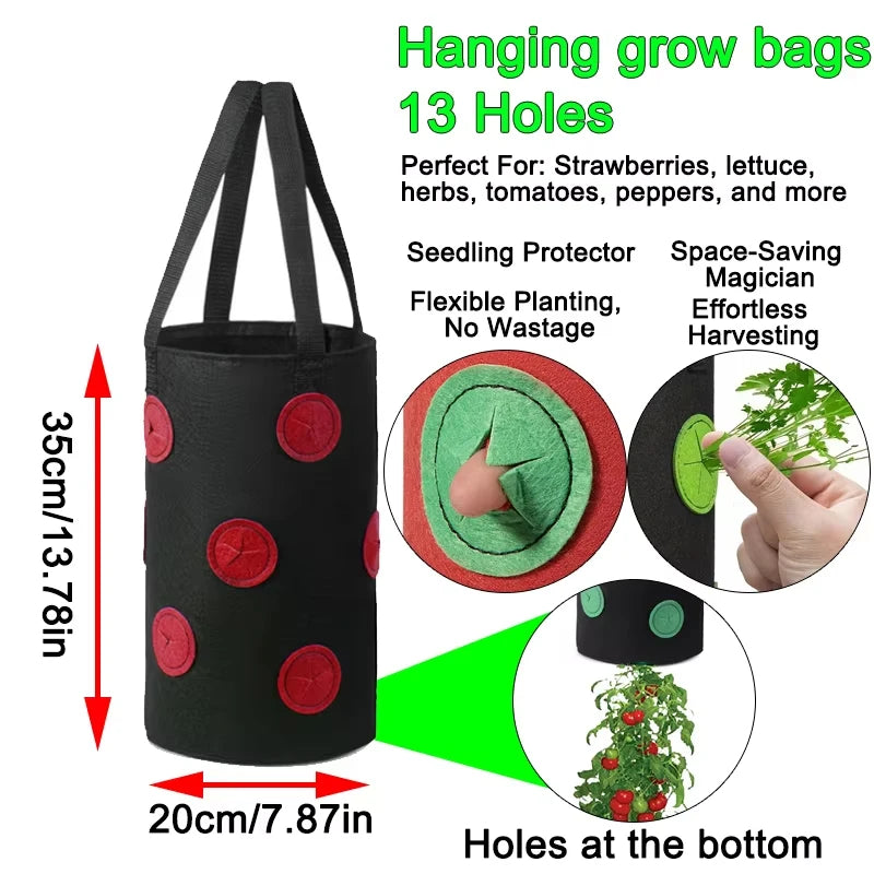 Hanging Grow Bags for Strawberries Tomatoes Hanging Planting Grow Bag Vertical Garden  Strawberry Planter Pot Aeroponic Tower