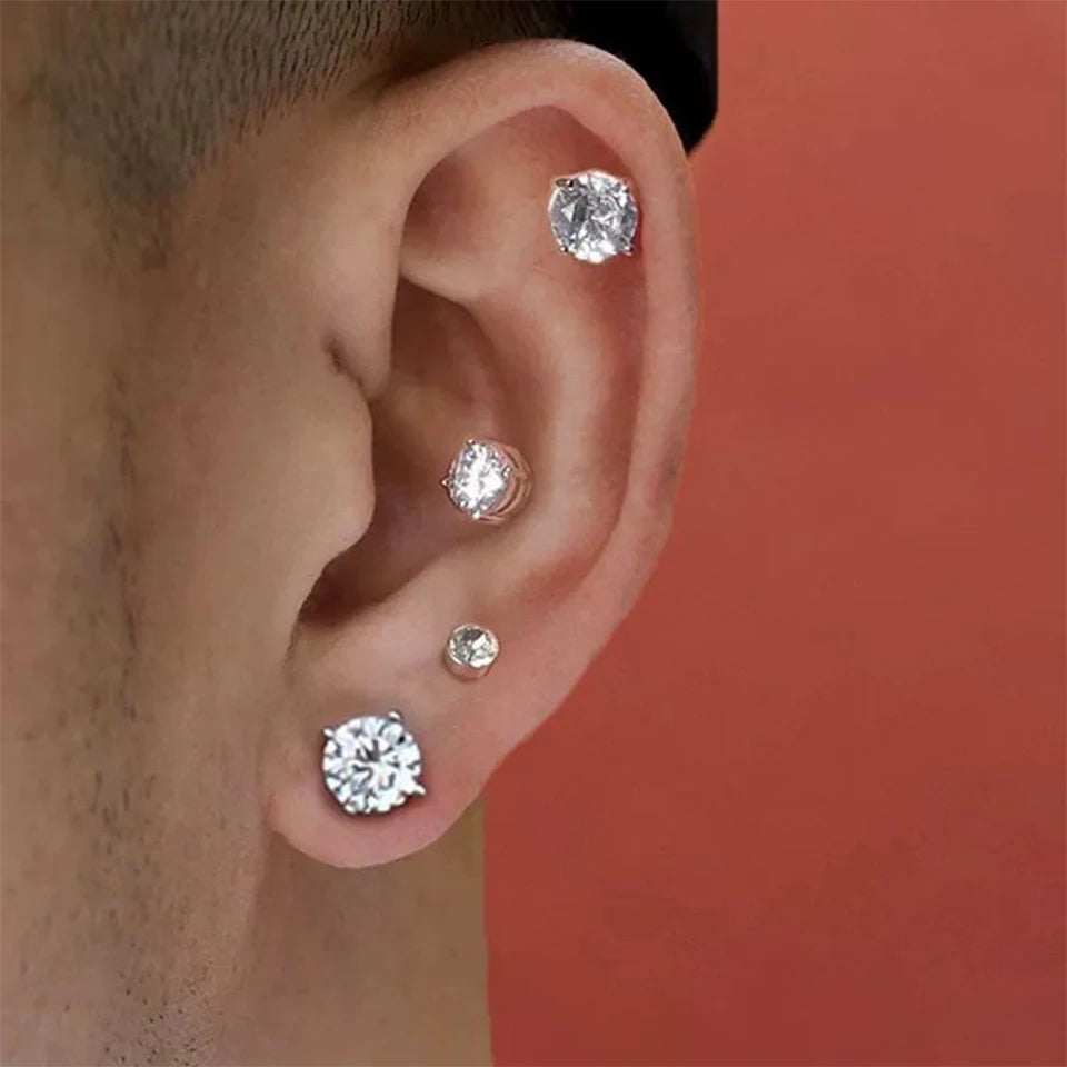 Punk round Zircon Magnetic Ear Studs Crystal CZ Non Piercing Jewelry for Men And Women Strong Magnet Clip Earrings