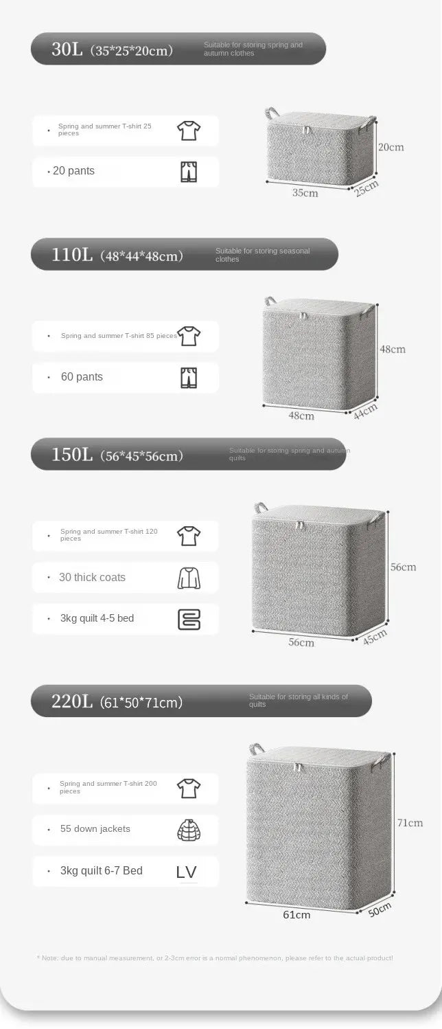 Large Capacity Non-Woven Storage Bag – Wardrobe Organiser for Quilts & Clothing