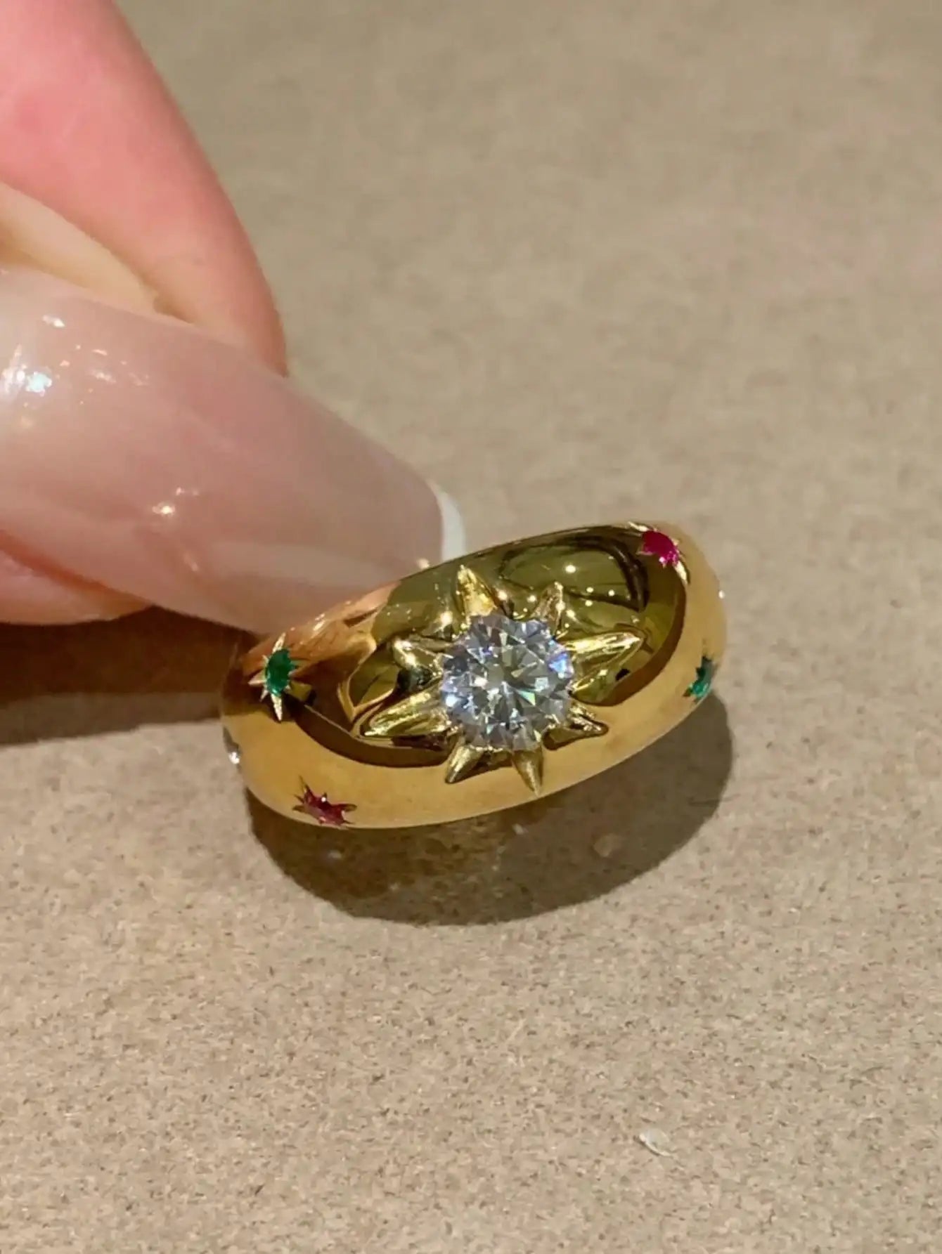 2pcs/Set Colorful Cubic Zirconia Gold-Tone Waterproof Star Rings Set, Jewelry Gift  double rings for friend  jewelry Y2k fashion