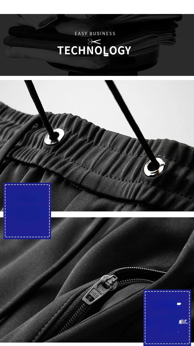 Ice Silk Cool Mens Pants 2024 New Summer Thin Casual Outdoor Quick-drying Sweatpants Male Straight Baggy Casual Men Trousers