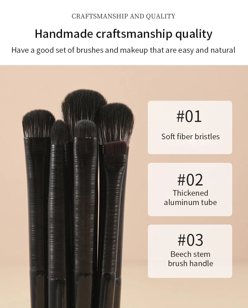 6PCS Eyes Makeup Brushes Set Professional Soft Contouring Eyeshadow Eyeliner Eyebrow Brush Women Facial Beauty Cosmetic Tool