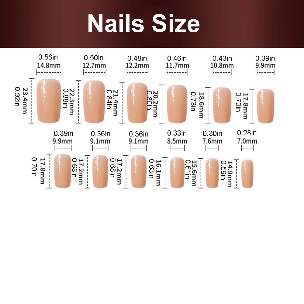 24pcs/set short square fake nails for women cute bride heart white french tips faux ongles y2k press on false nail supplies