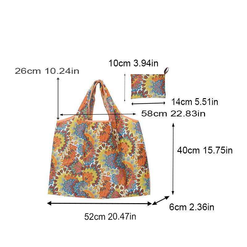 Foldable Waterproof Reusable Shopping Bag – Portable Grocery Shoulder Tote