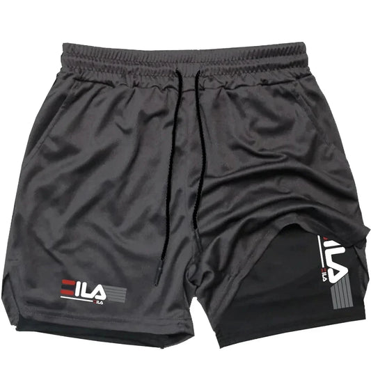 Men's Two-in-One Double Layer Running Shorts – Breathable Quick-Dry Summer Sport Bottoms