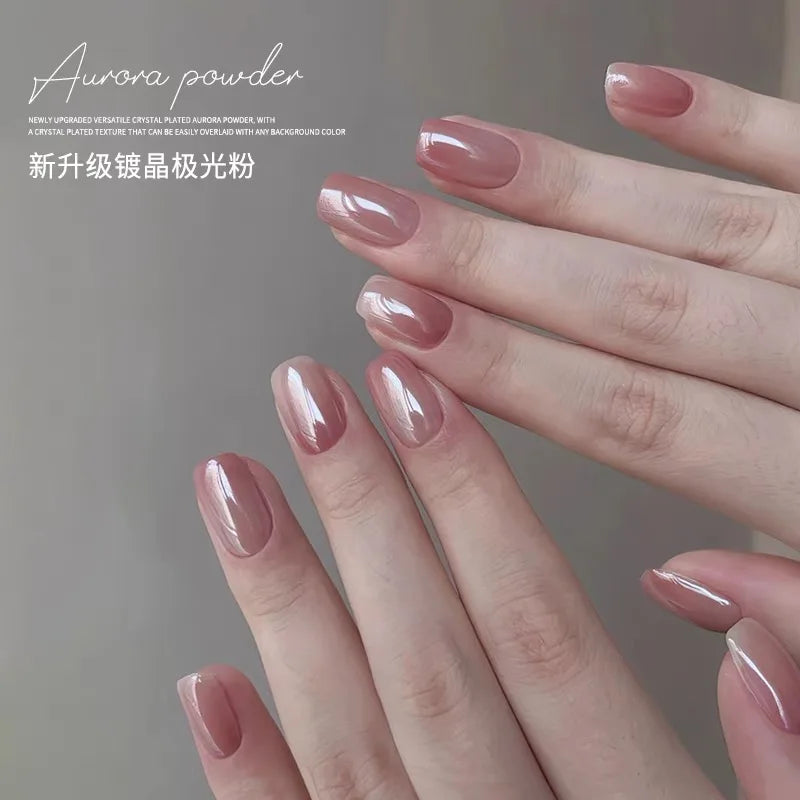 Aurora Chrome Nail Powder – High-Gloss Moonlight Mirror Pearl Glitter Pigment