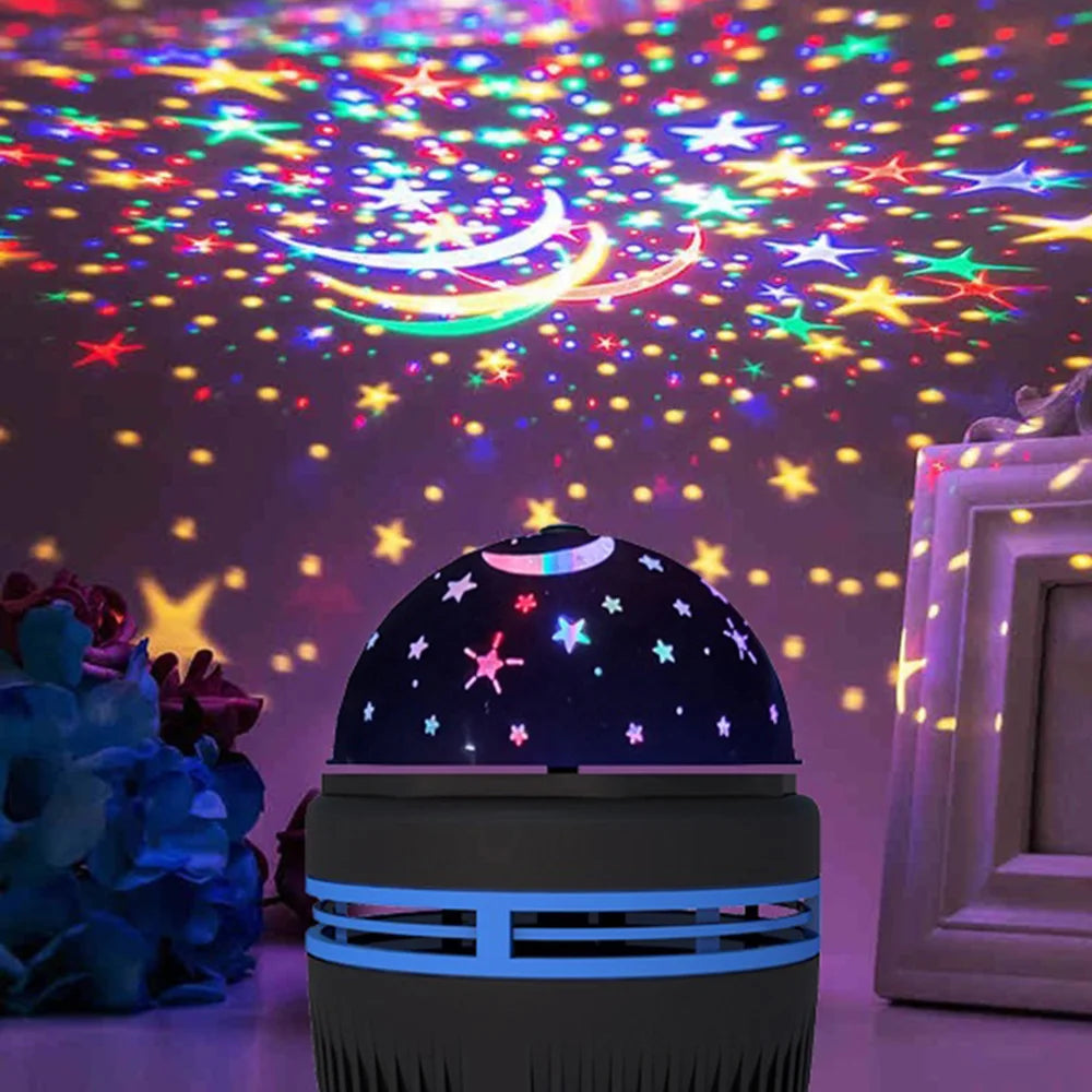 LED Starry Sky Projector – 360° Rotating USB Atmosphere Lamp for Bedroom & Events