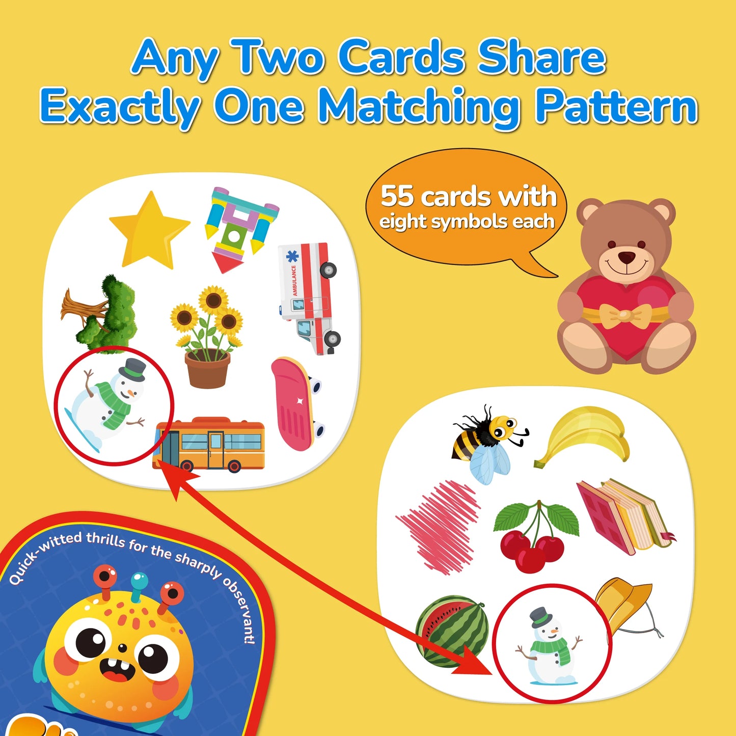Quickly Patterns Matching Card Games, Memory concentration training, Visual Perception Game for Family, School, Party & Travel