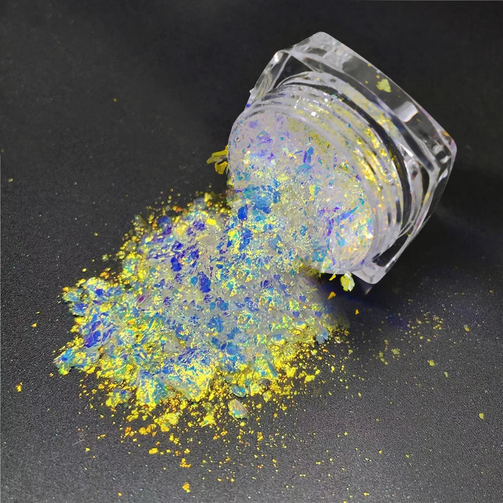 Chrome Mirror Nail Powder – Holographic Laser Silver & Gold Glitter Pigment