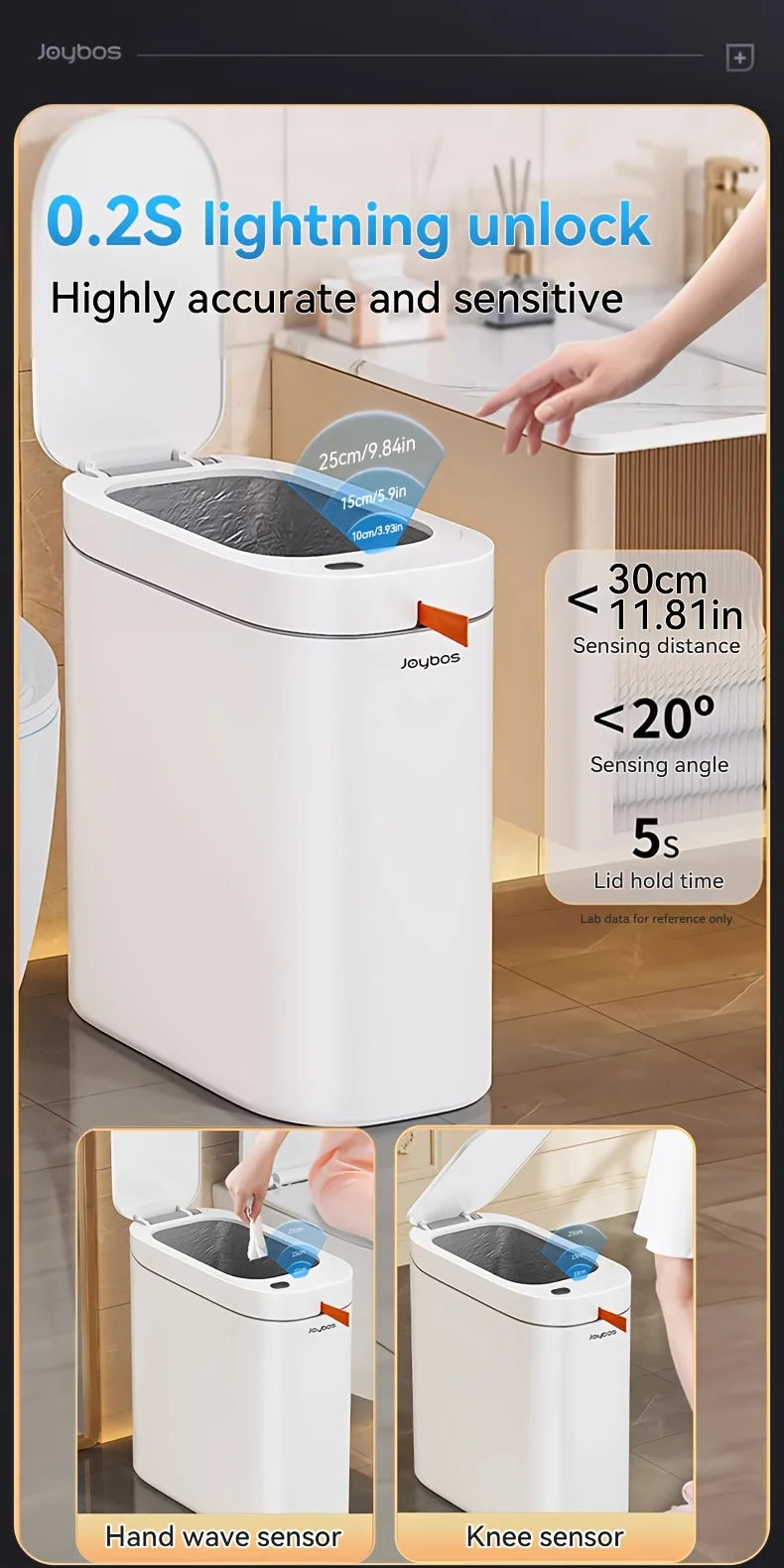 Smart Sensor Trash Can JOYBOS Rechargeable Auto Adsorption Bag Garbage Can For Toilet Living Room Kitchen Household Items