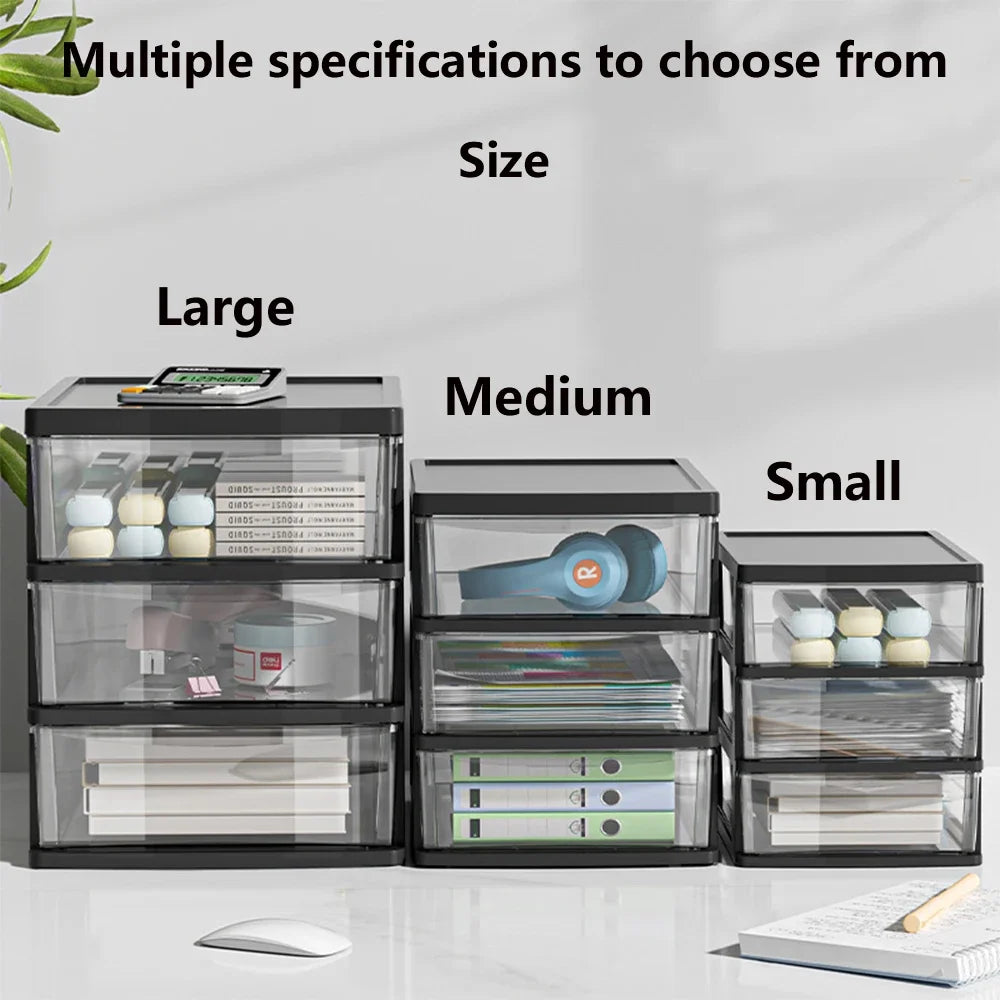 Clear Desktop Storage Box with Drawer – Heightened Organiser for Stationery & Cosmetics