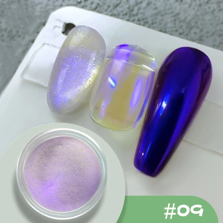 Chrome Mirror Nail Powder – Holographic Laser Silver & Gold Glitter Pigment