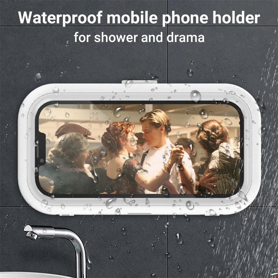 Waterproof Shower Phone Holder Rotation Angle Adjustable Telescoping Wall Mount Phone Holder for Bathroom Kitchen Bracket Stand