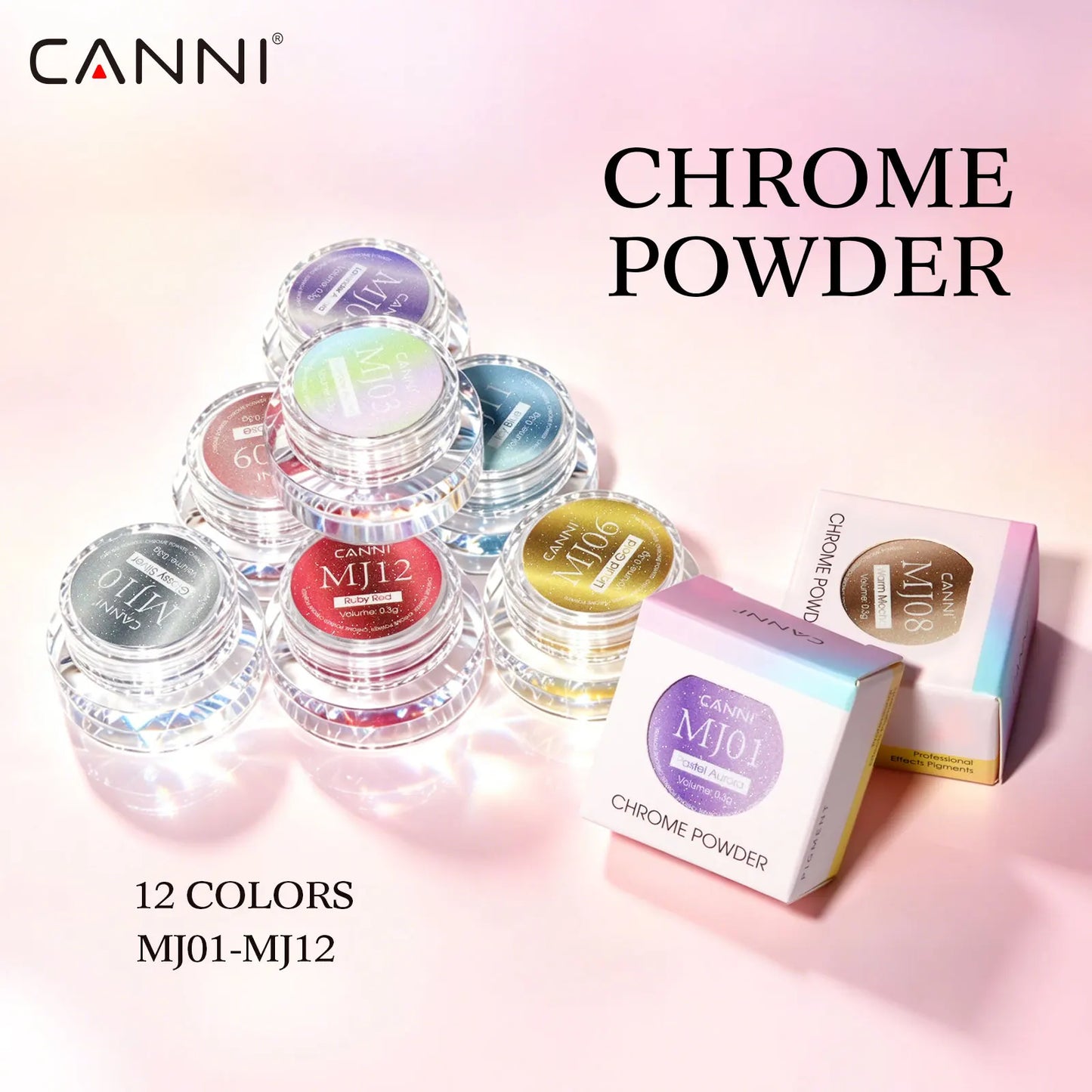 CANNI Mirror Chrome Nail Powder Aurora Effect Pearl Pigment Dust for UV Gel Nails Metallic Nail Art Decoration DIY Design