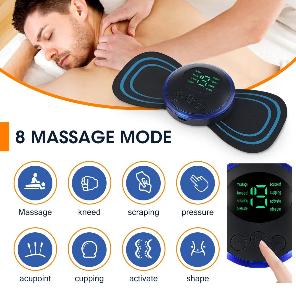 EMS Electric Neck & Back Massager Pad – Low Frequency Muscle Stimulator Patches