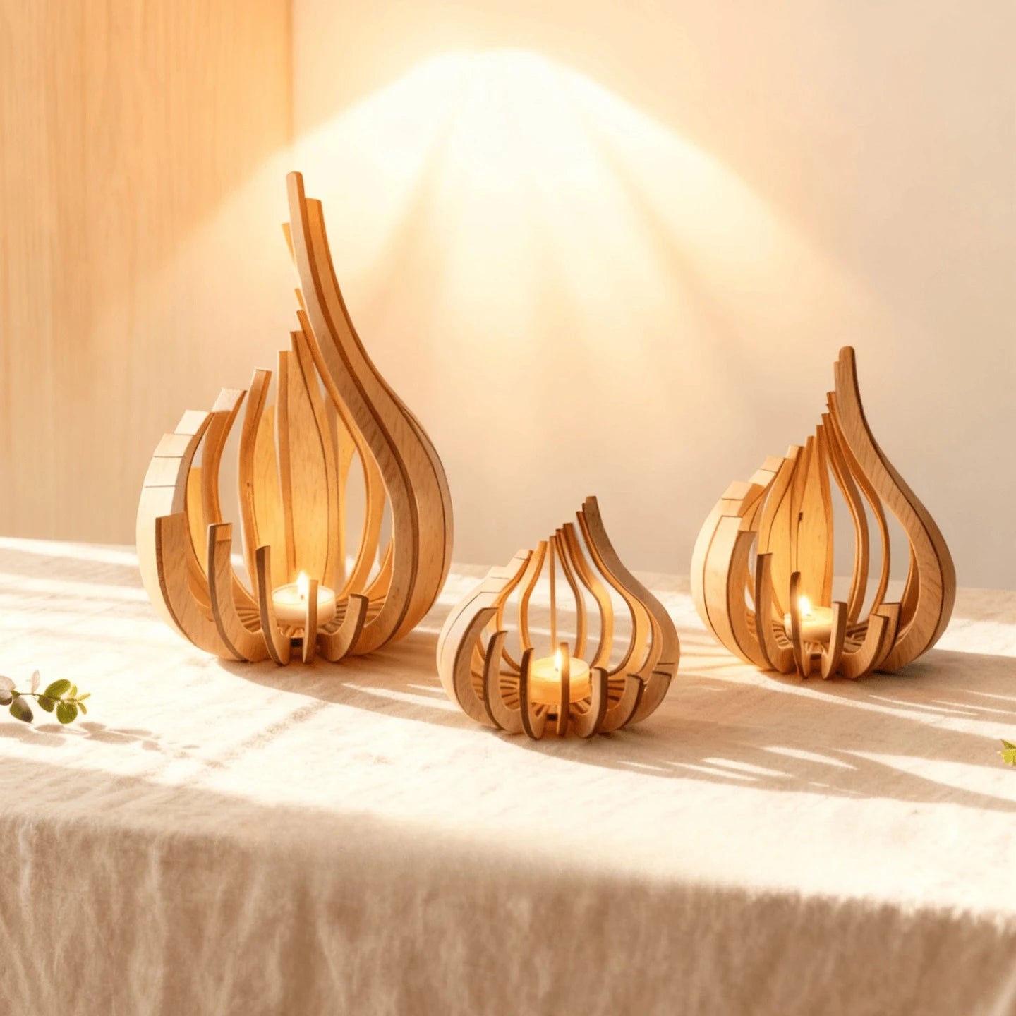 Streamline Wooden DIY Candle Holder – Handmade Warm Atmosphere Décor