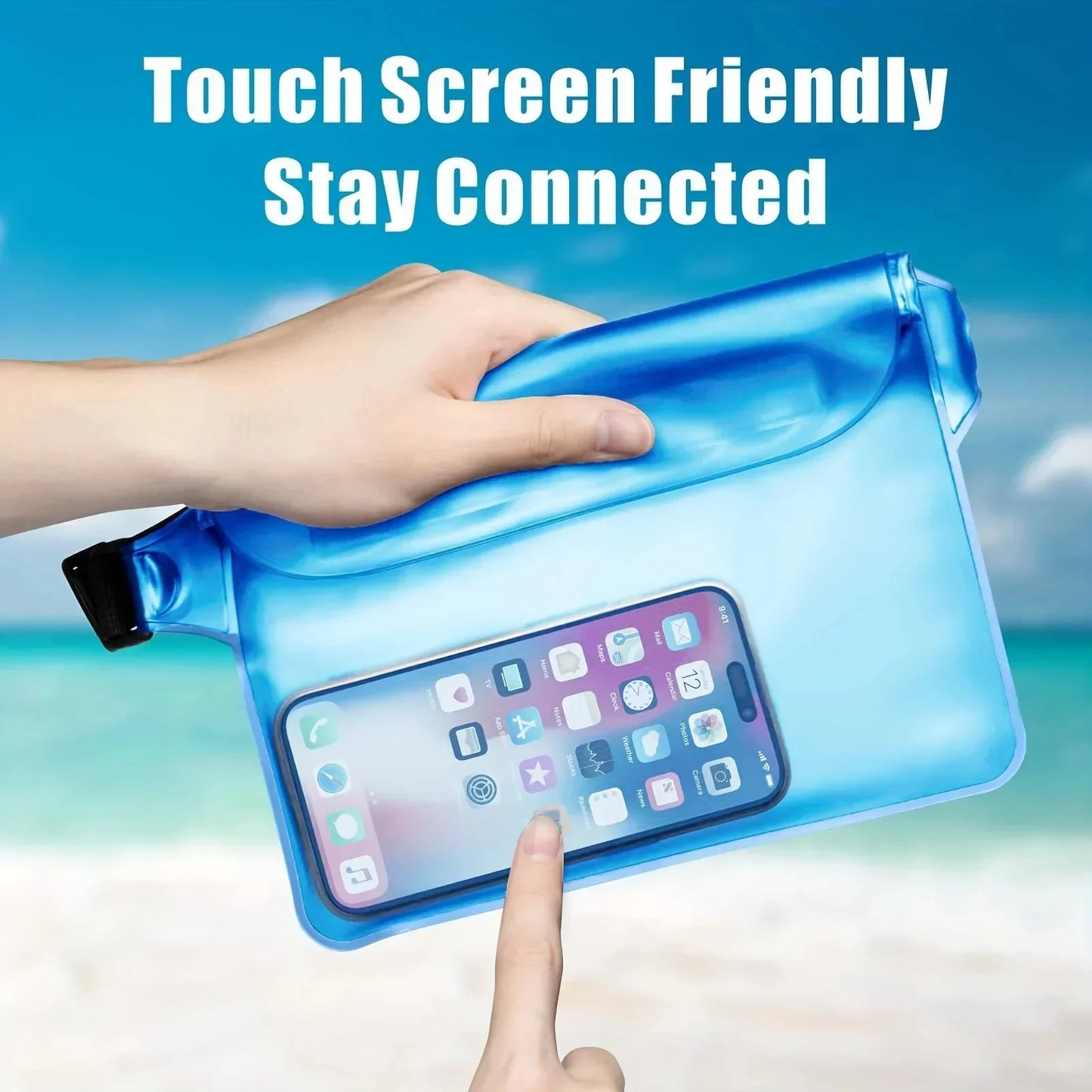 Waterproof Phone Pouch with Adjustable Waist Strap Dry Bag Keep Phone Valuables Safe for Beach Swimming Kayaking Boating Fishing
