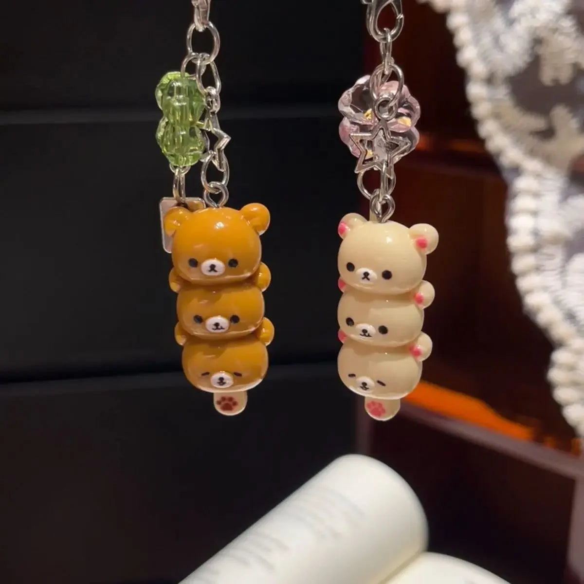Cute Bear Phone Charms Pendant Kawaii Anime Keychain Accessories For Keys Schoolbag iPhone 17Promax Airpods Ins Korea New Y2K