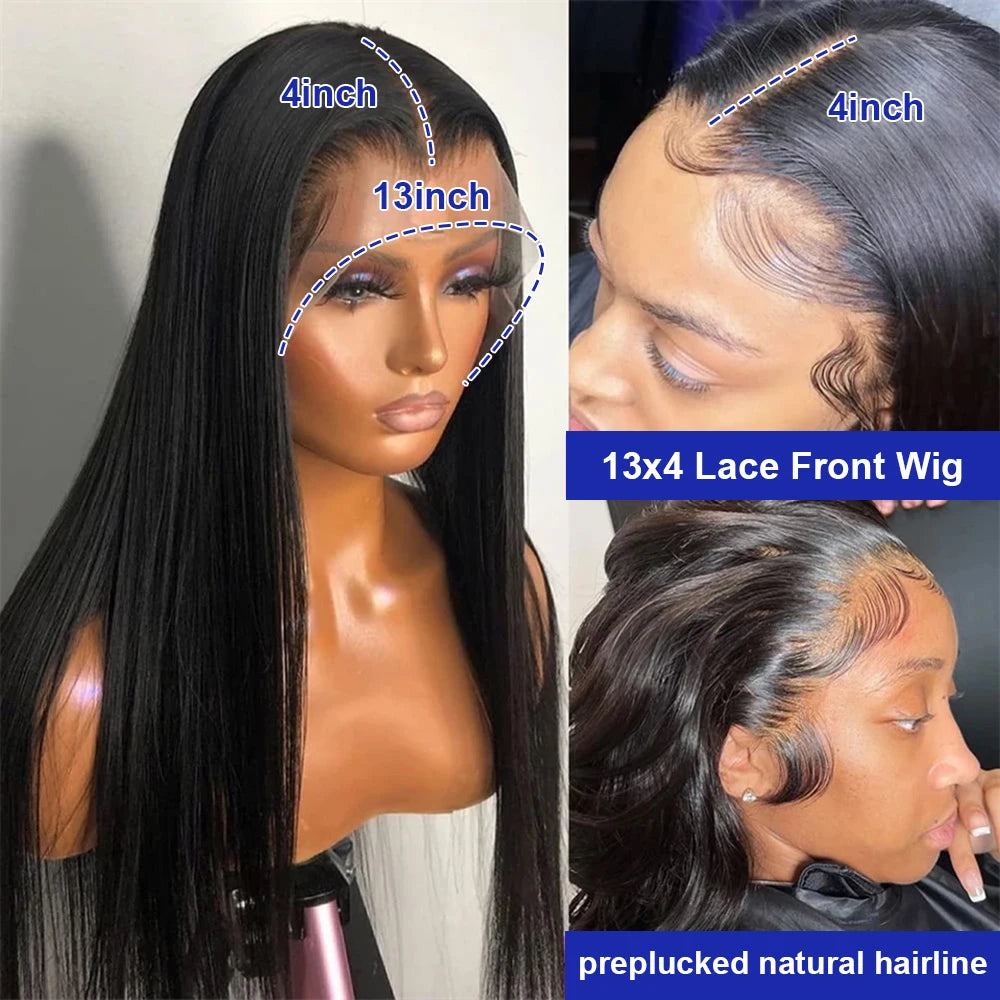  40 42 Inch Straight Human Hair Wigs 13x4 13X6 HD Lace Frontal Wig 300% Density Human Hair Remy Invisible Swiss Lace Wigs For Women