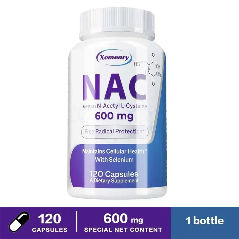 NAC Capsules 600mg - Support Skin Health, Antioxidant, Detox, Enhance Immunity - Non-GMOSupplement