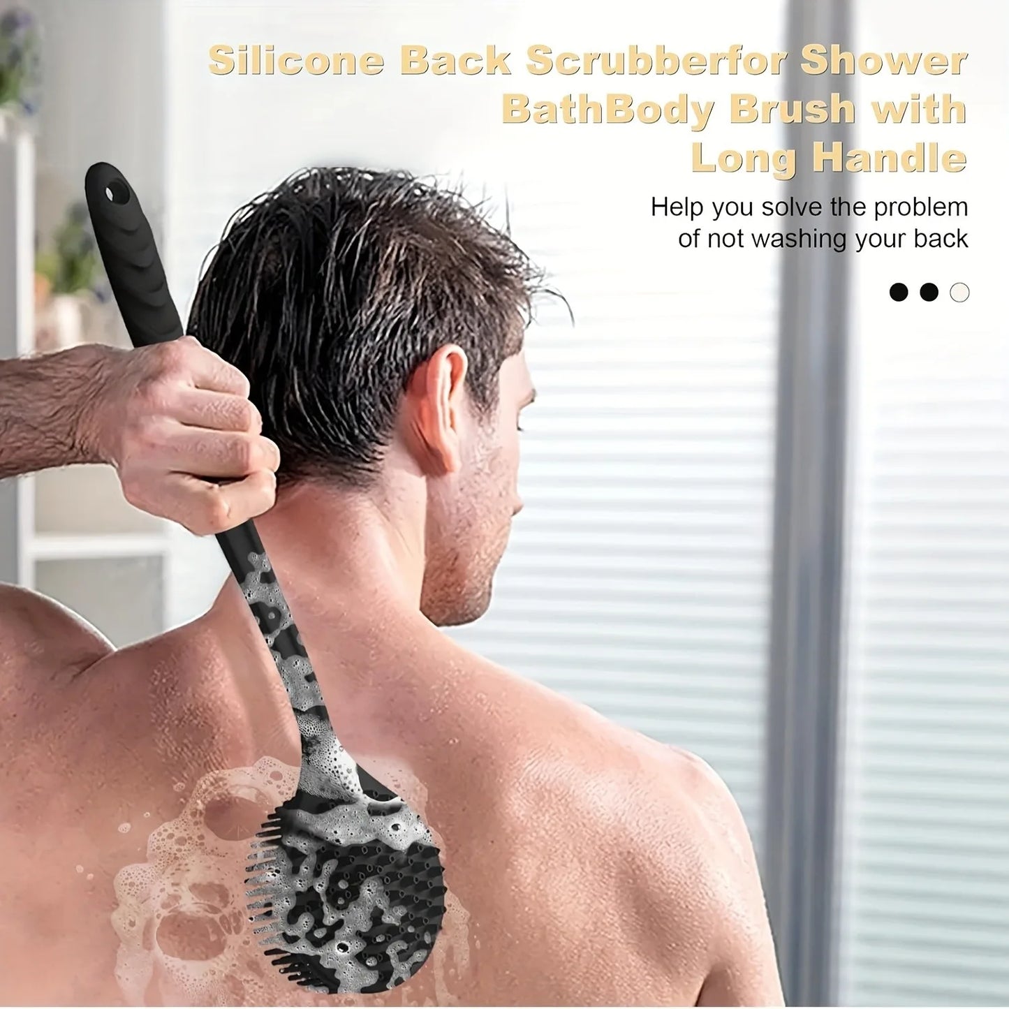 Long Handle Silicone Back Scrubber Brush – Deep Cleansing & Exfoliating Body Brush