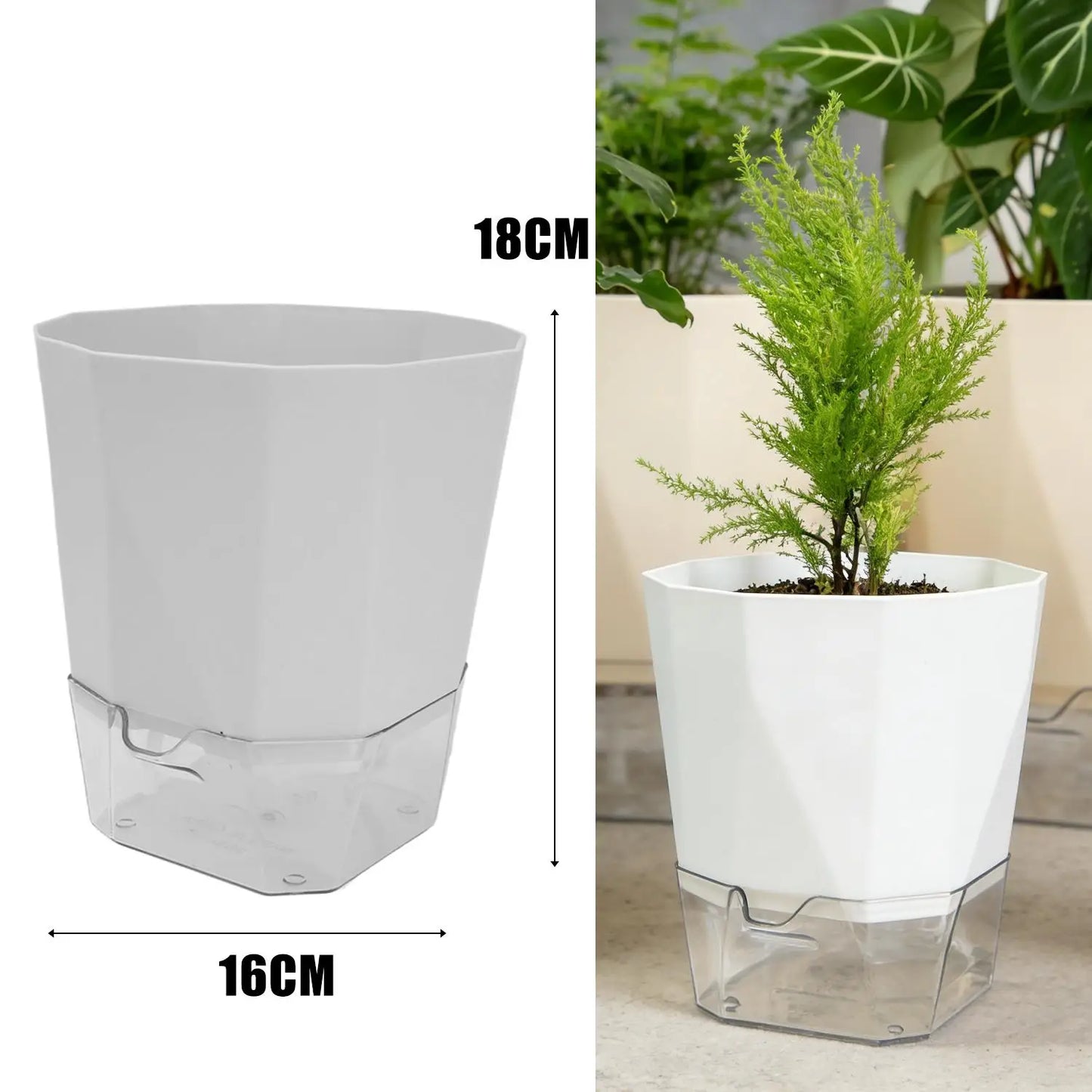 Self-Watering Plant Pot with Clear Reservoir – Breathable Indoor Planter