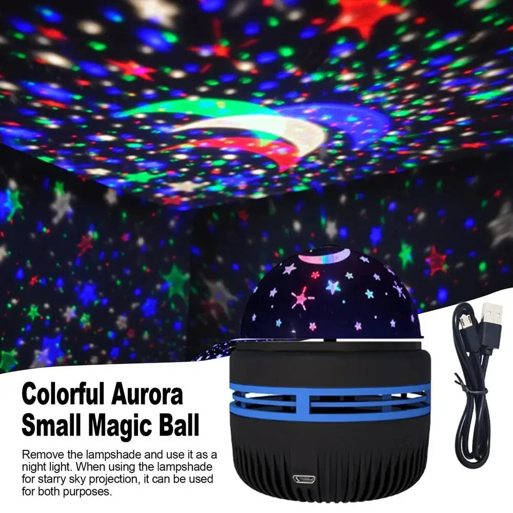 LED Starry Sky Projector – 360° Rotating USB Atmosphere Lamp for Bedroom & Events