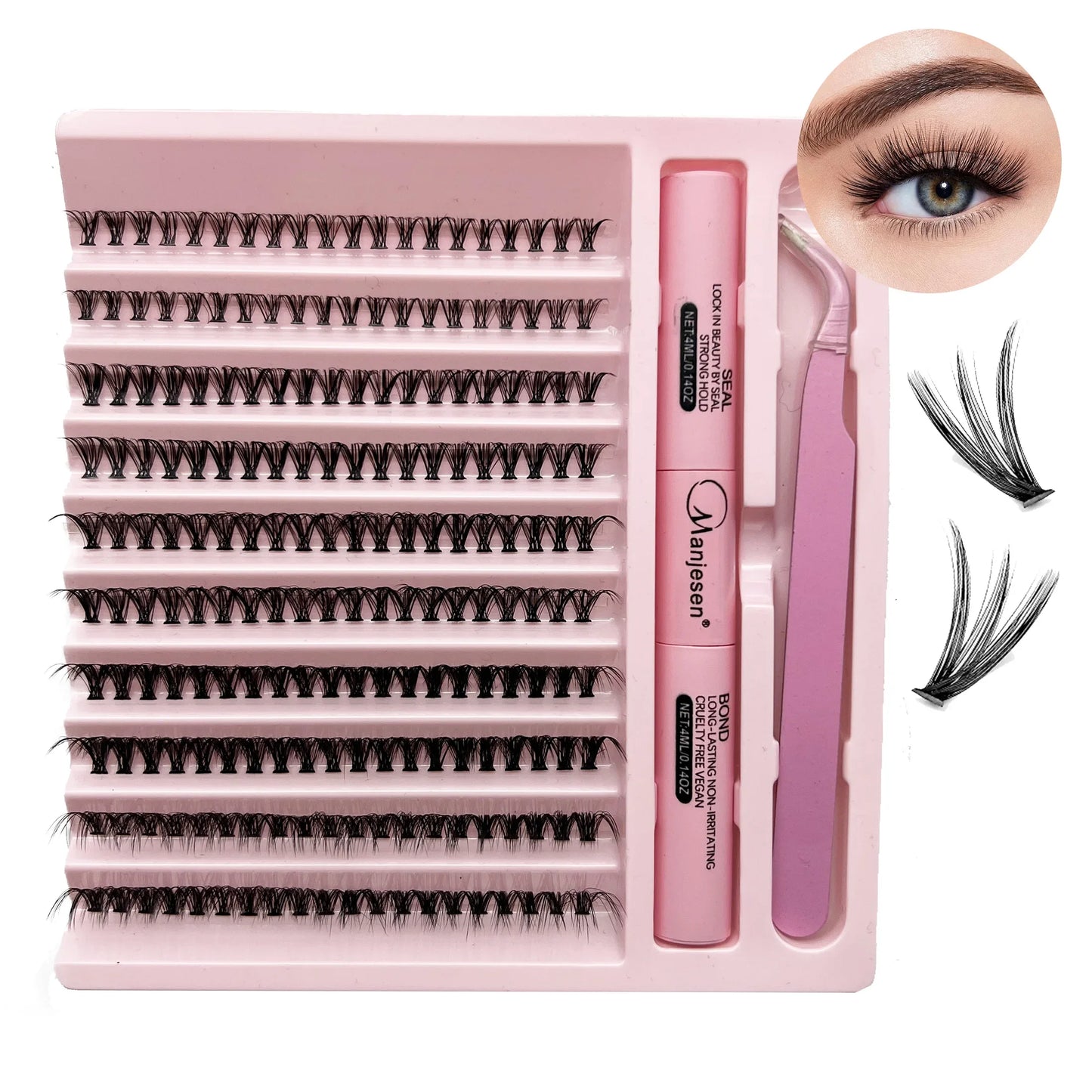 DIY Wimpers Extension Kit Wimpers 200 Stuks Clusters Wimpers Bond en Seal Make-up Tools voor Wimpers Lijmen Lijm Accessoires