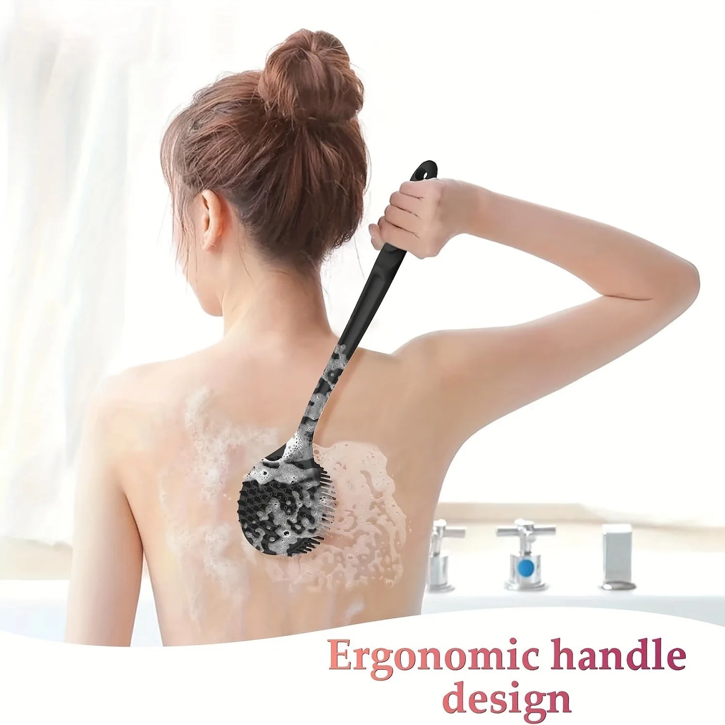 Long Handle Silicone Back Scrubber Brush – Deep Cleansing & Exfoliating Body Brush