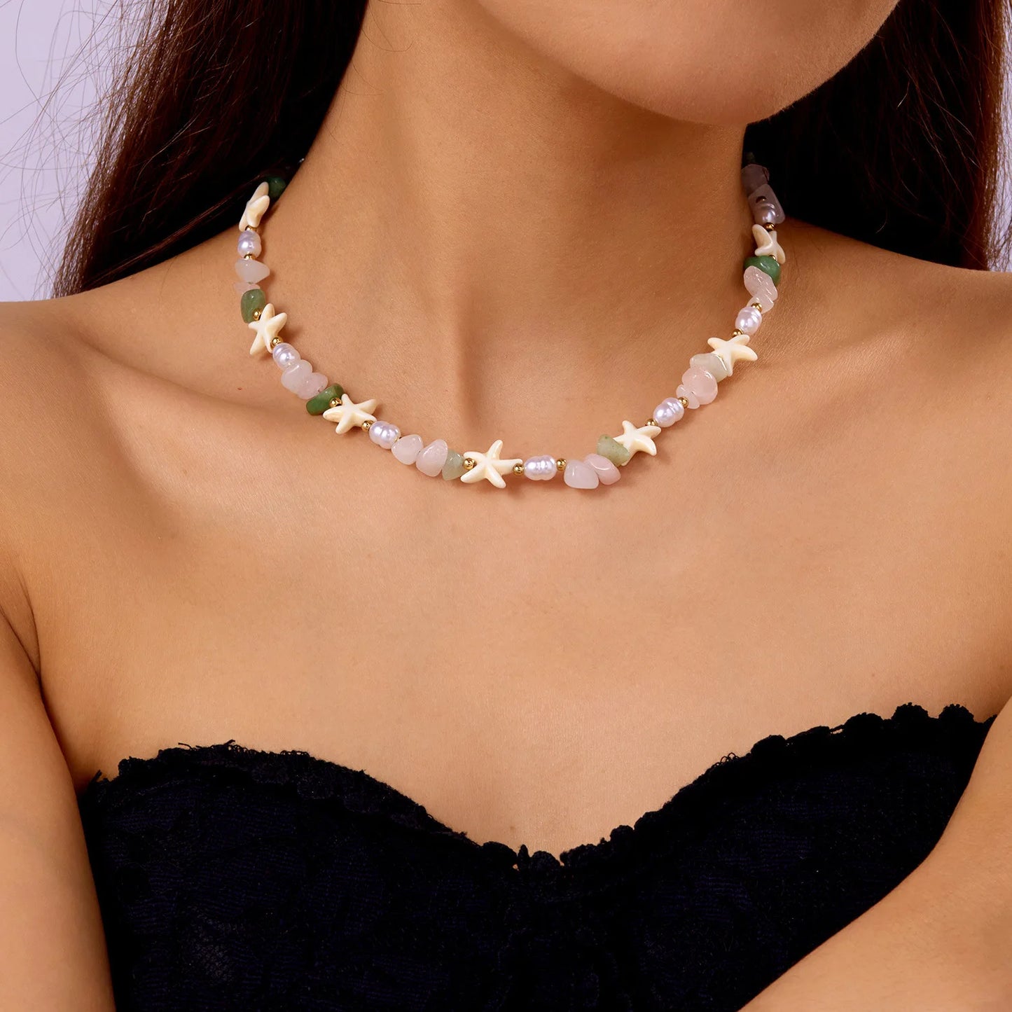 New Beach Style Seashell Necklace Beaded Choker Necklaces for Women Handmade Starfish Pendant Fashion Ocean Украшения Чокер