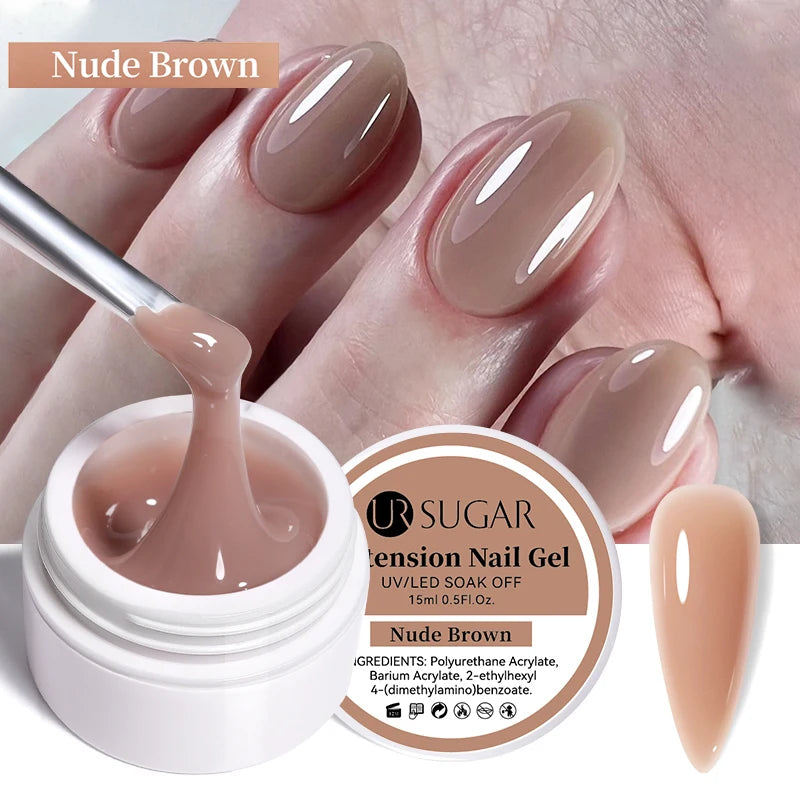 UR SUGAR 15ml Box Extension Nail Gel Jelly Pink White Clear UV Gel Hard Gel Extension Gel Nails Finger French Nail Art Manicure