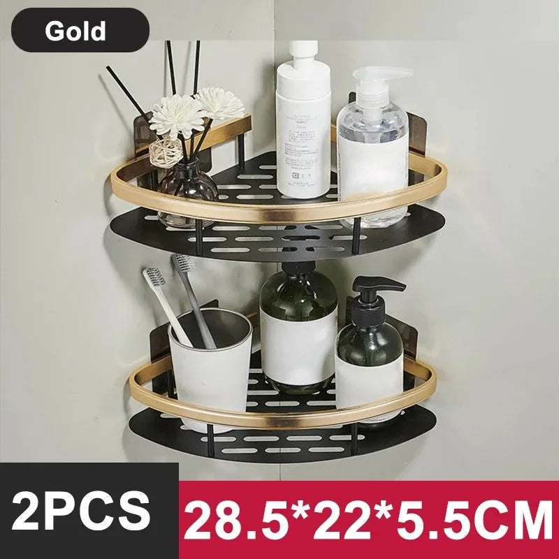 No-Drill Aluminium Shower Shelf – Bathroom Shampoo & Toiletry Storage Rack