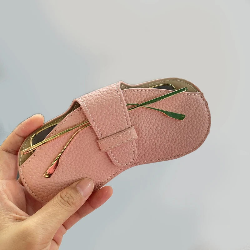 Glasses Case Women Leather Soft Glasses Bag Fashion Portable Sunglasses Box Bag Accessories Solid Eyewear Protector Case Pouch