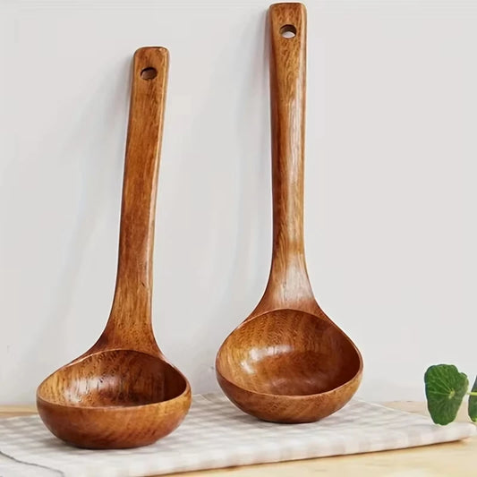 Anti-Scalding Wooden Handle Soup Ladle & Cooking Spoon