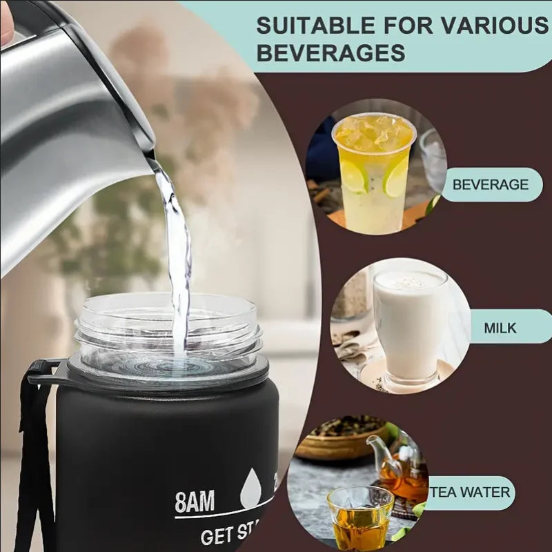 Sports Water Bottle with Time-Tracking Straw – Flip Lid, Leak-Proof, 750ml