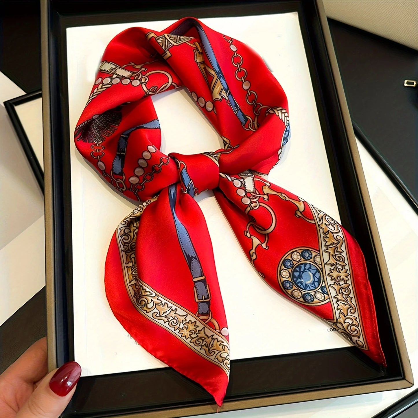 Luxury Brand Women Leopard Print Square Hijab Scarf Soft Satin Silk-like Small Neck Scarf Stylish Casual Headscarf