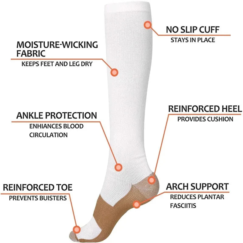 Compression Socks Medical Varicose Veins Swelling Support Legs 20-30mmHg Running Sports Socks Anti Fatigue Pain Relief Men Women