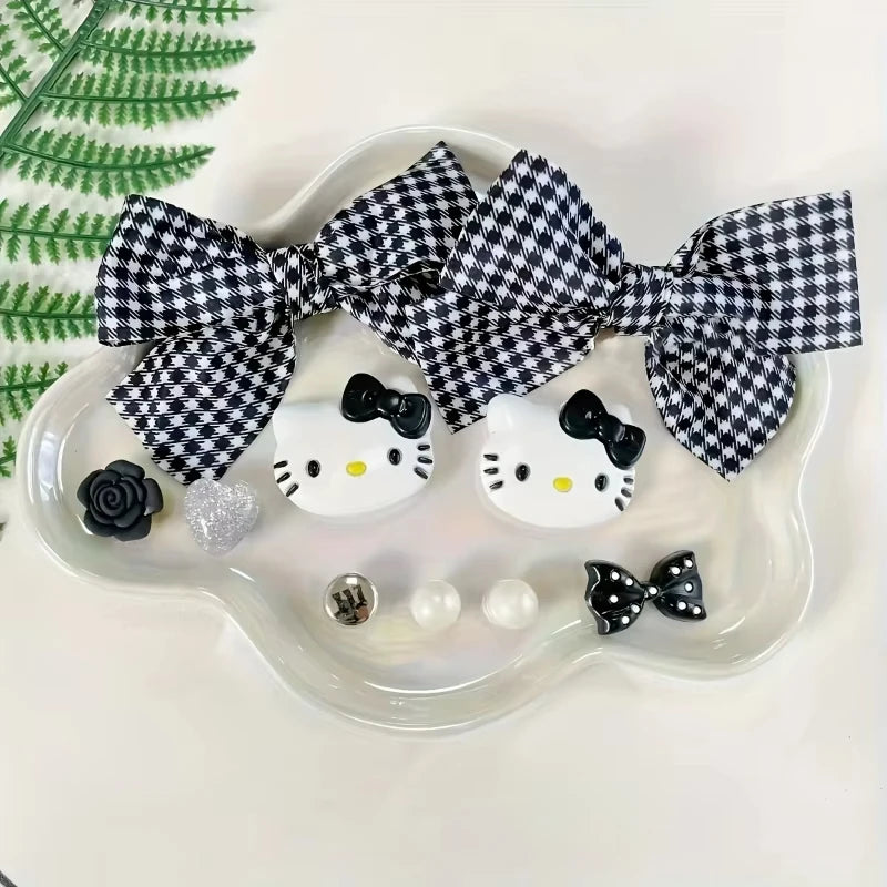 Hello Kitty Series Shoes Charms Bow Cartoon Anime Shoe Flowers For Clogs Sandals Diy Decoration Xmas Party Gifts Favors