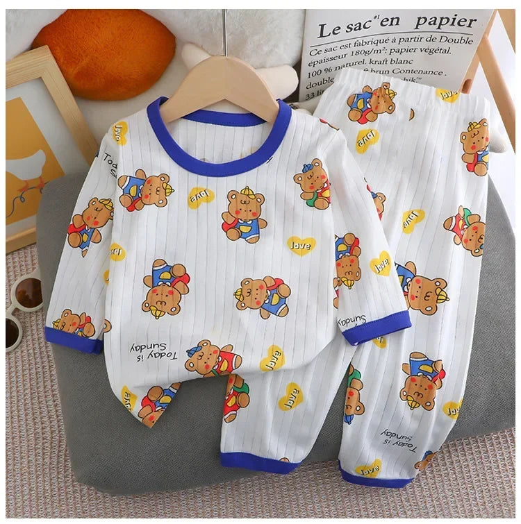 Baby Pajamas Summer Children's Long-sleeved Trousers Home Clothes Suits Cotton Underwear Thin Pajamas Air-conditioning Clothes