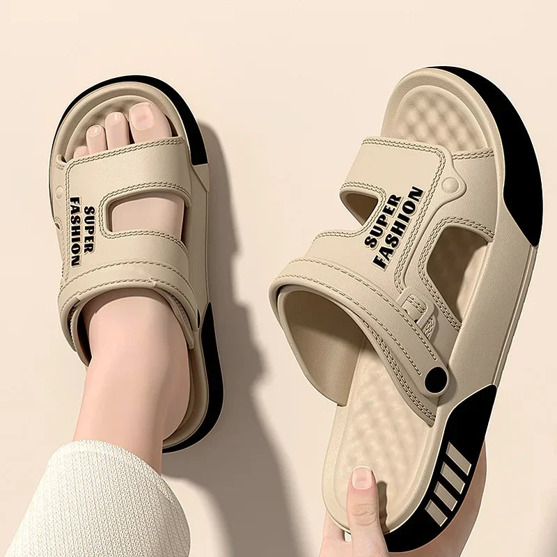 Summer Men’s Sandals EVA Soft-soled Platform Slides Slippers Indoor Outdoor Walking Beach Shoes Flip-Flops Mens Home Shoes