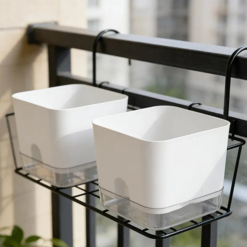 Square Self-Watering Plant Pot – Double Layer Indoor Balcony Flower Pot