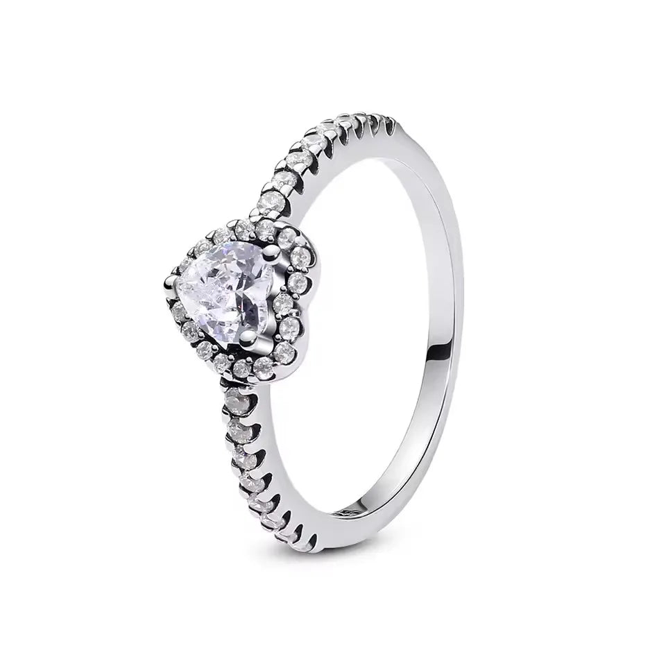 New 925 Sterling Silver Charm Red Heart-shaped Rings Women Rings Fine Jewelry Fashion Mother Gifts