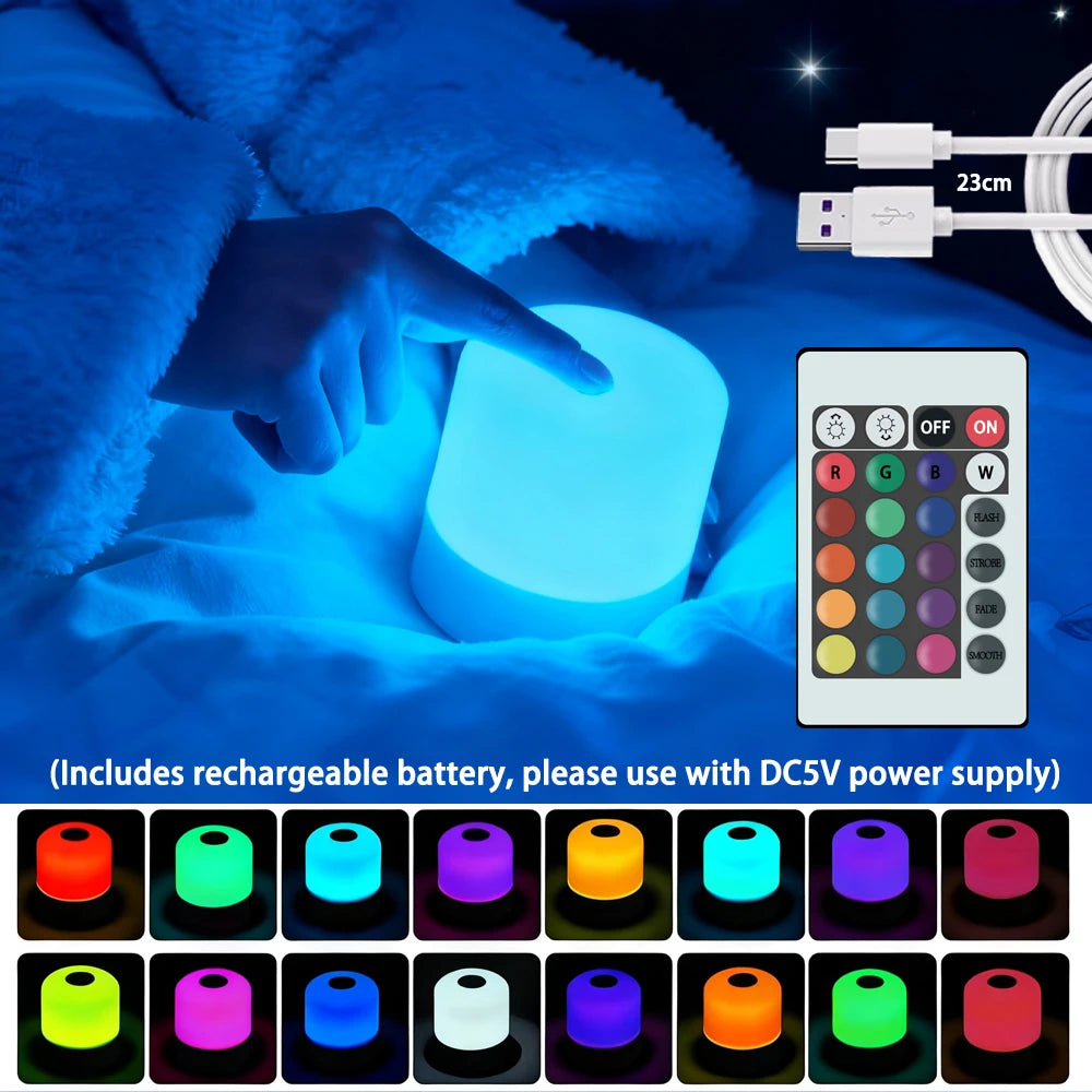 RGB LED Desk Lamp – Dimmable Rechargeable Touch Screen Bedside Reading Light