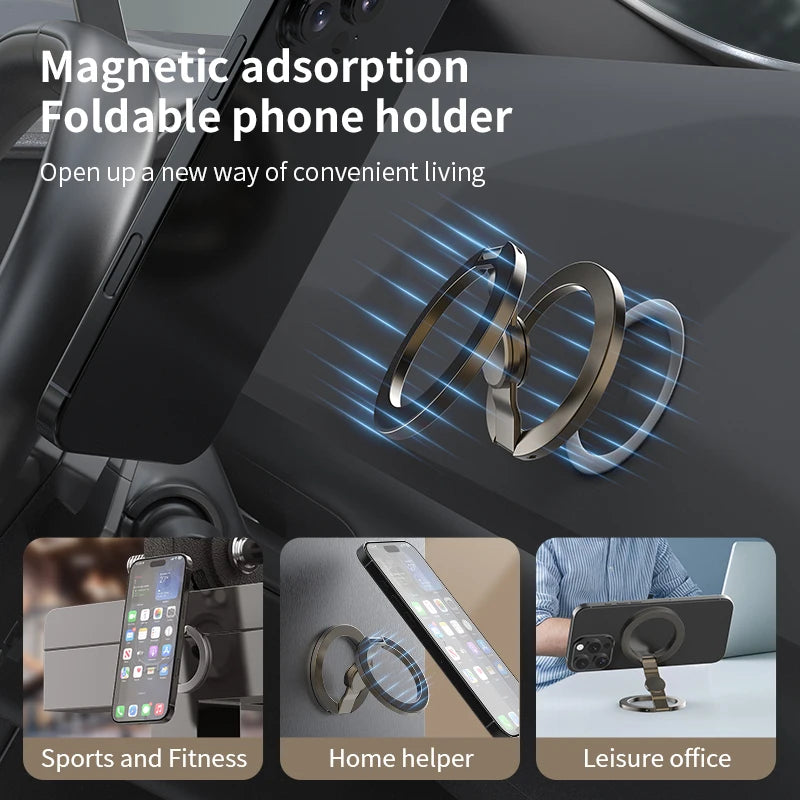 MagSafe Foldable 360° Rotating Phone Holder – Double-Sided Magnetic Grip Stand for iPhone