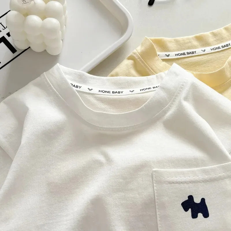 Children's Soft Cotton T-shirt Cotton Boys Summer Baby Boys and Girls New Clothing Girls Loose Casual Blouse Half-sleeved