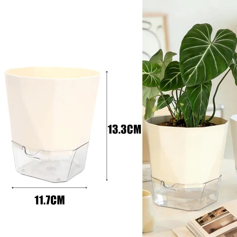 Self-Watering Plant Pot with Clear Reservoir – Breathable Indoor Planter