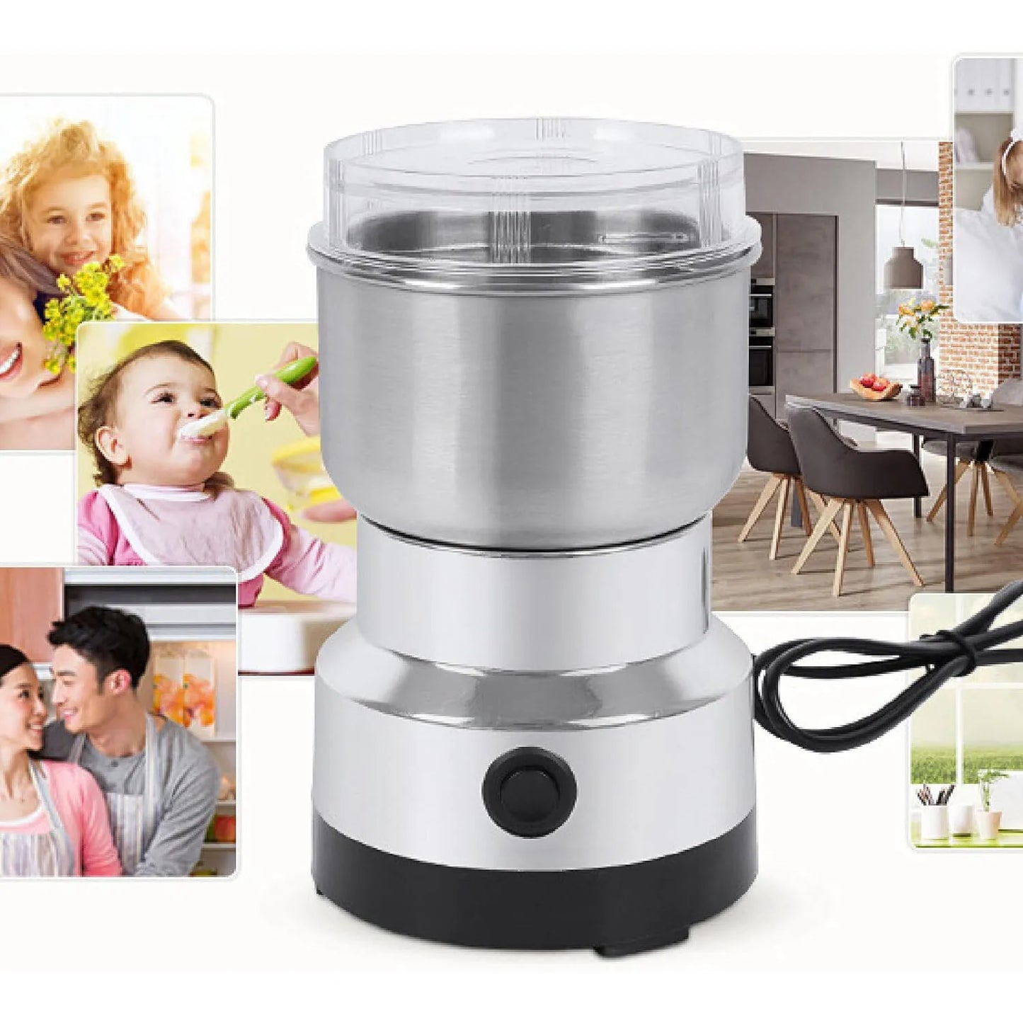 Multifunctional 4-Blade Electric Coffee & Spice Grinder – 50–300ml