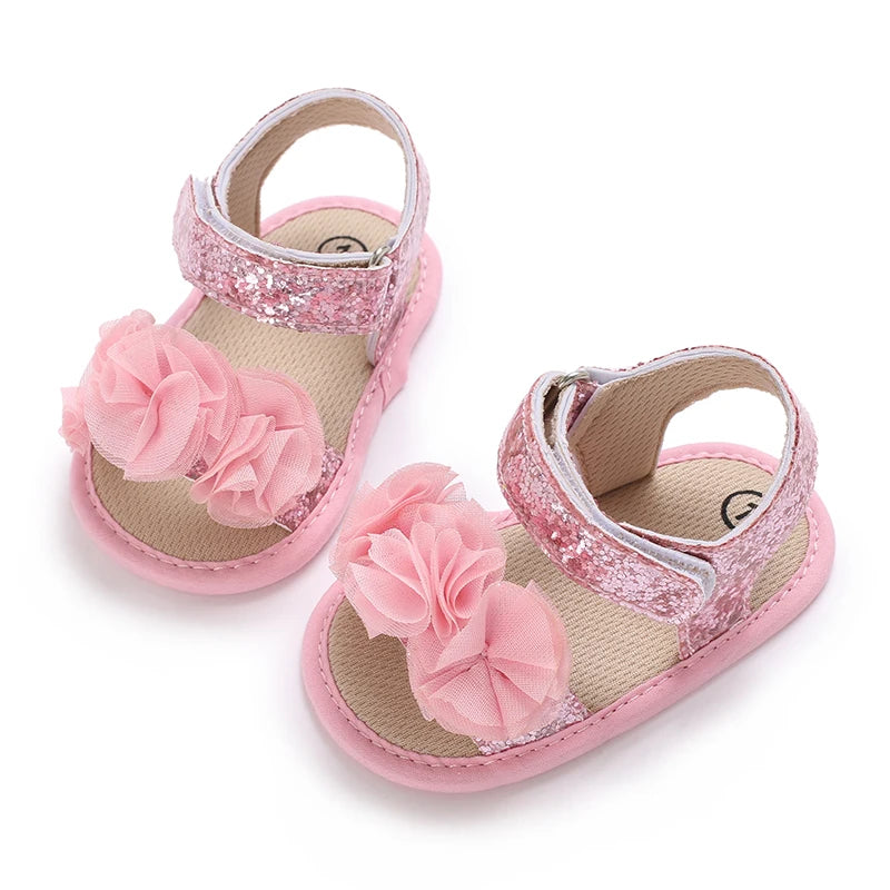 Baby Girls Sandals Soft Sole Summer Infant Wedding Dress Flat Shoes Beach Sandal Newborn Crib Shoes First Walkers